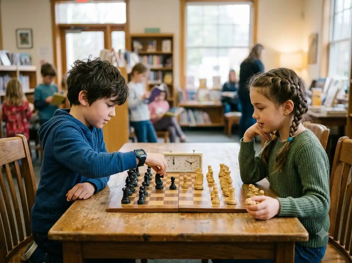 A young child focused while playing chess, representing the cognitive reasons kids should learn chess.
