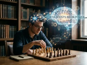 A visual representation of how chess boosts brain power and improves cognitive function.
