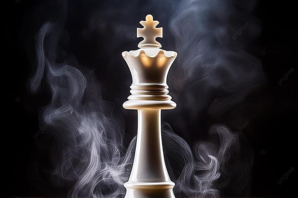 White Chess King Piece On A Chessboard With Smoke In The Background Photo And Picture For Free Download - Pngtree